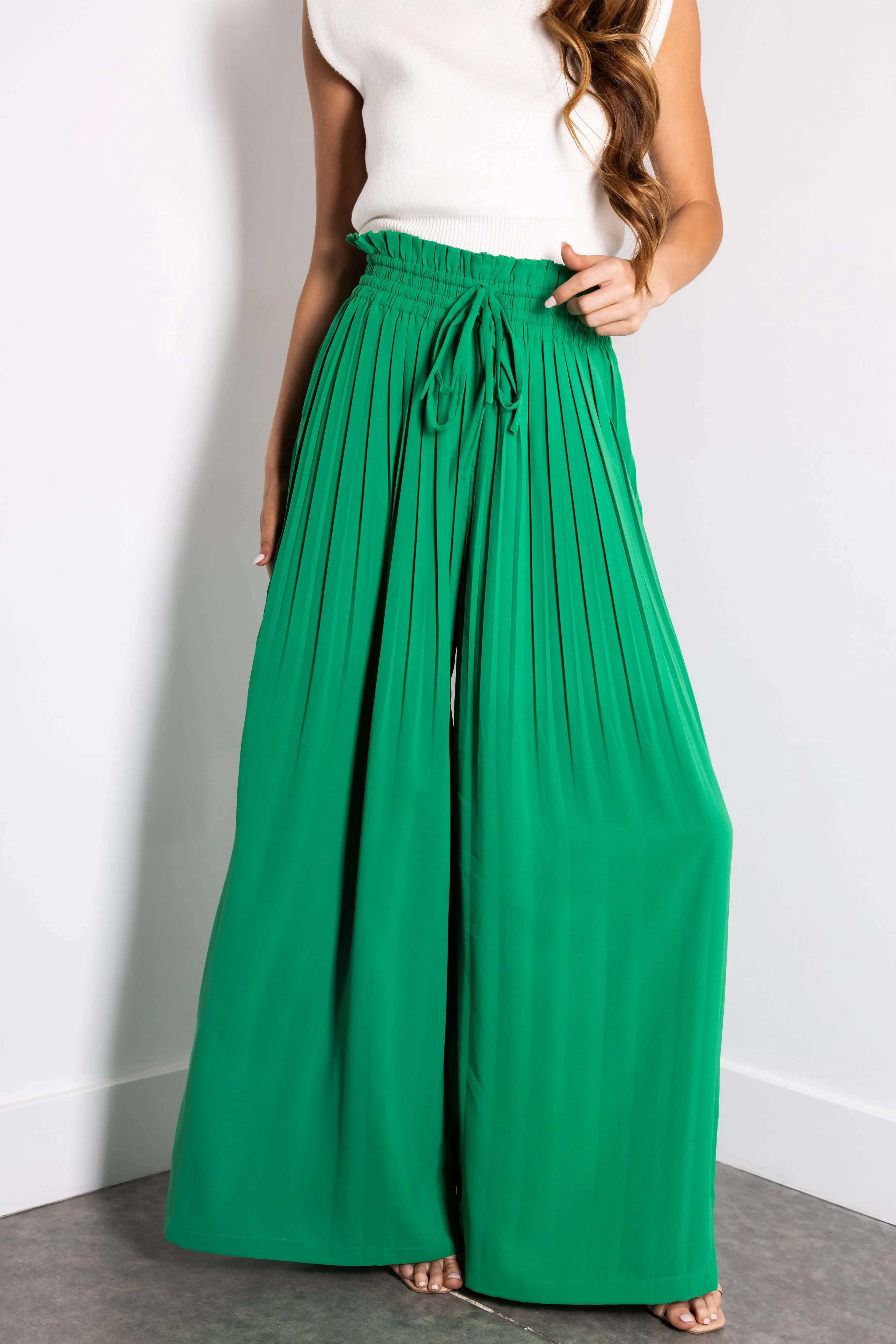 Flying Tomato Jade Pleated Wide Leg Woven Pants sold by Lime Lush product image thumbnail 2