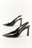 Black Pointed Toe Slingback Heels sold by Lime Lush