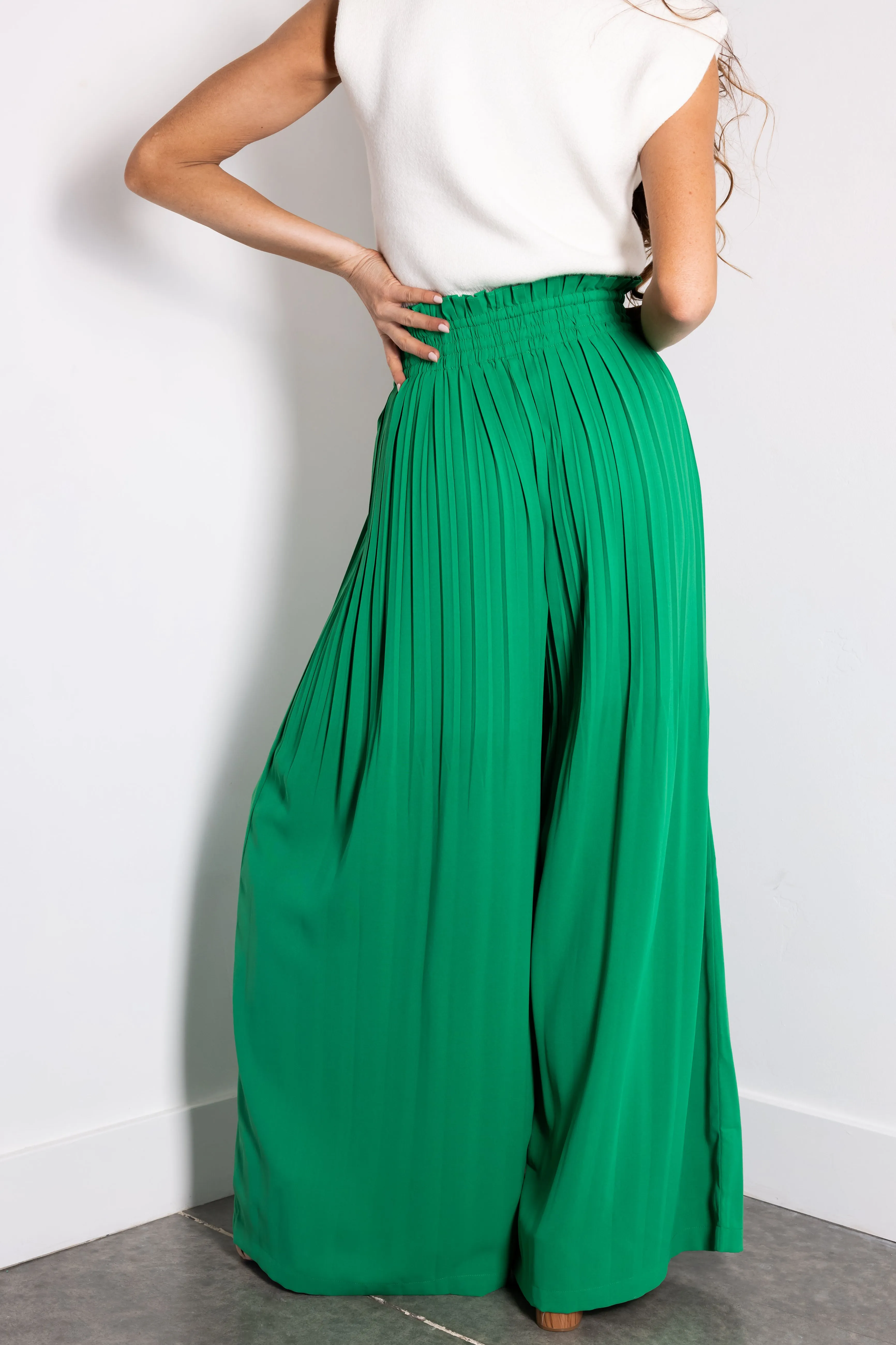 Flying Tomato Jade Pleated Wide Leg Woven Pants sold by Lime Lush product image thumbnail 4