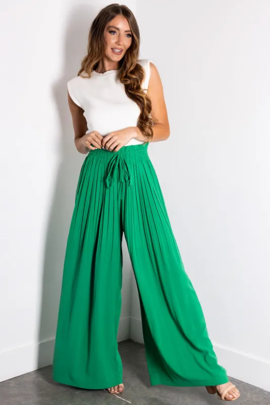 Flying Tomato Jade Pleated Wide Leg Woven Pants sold by Lime Lush