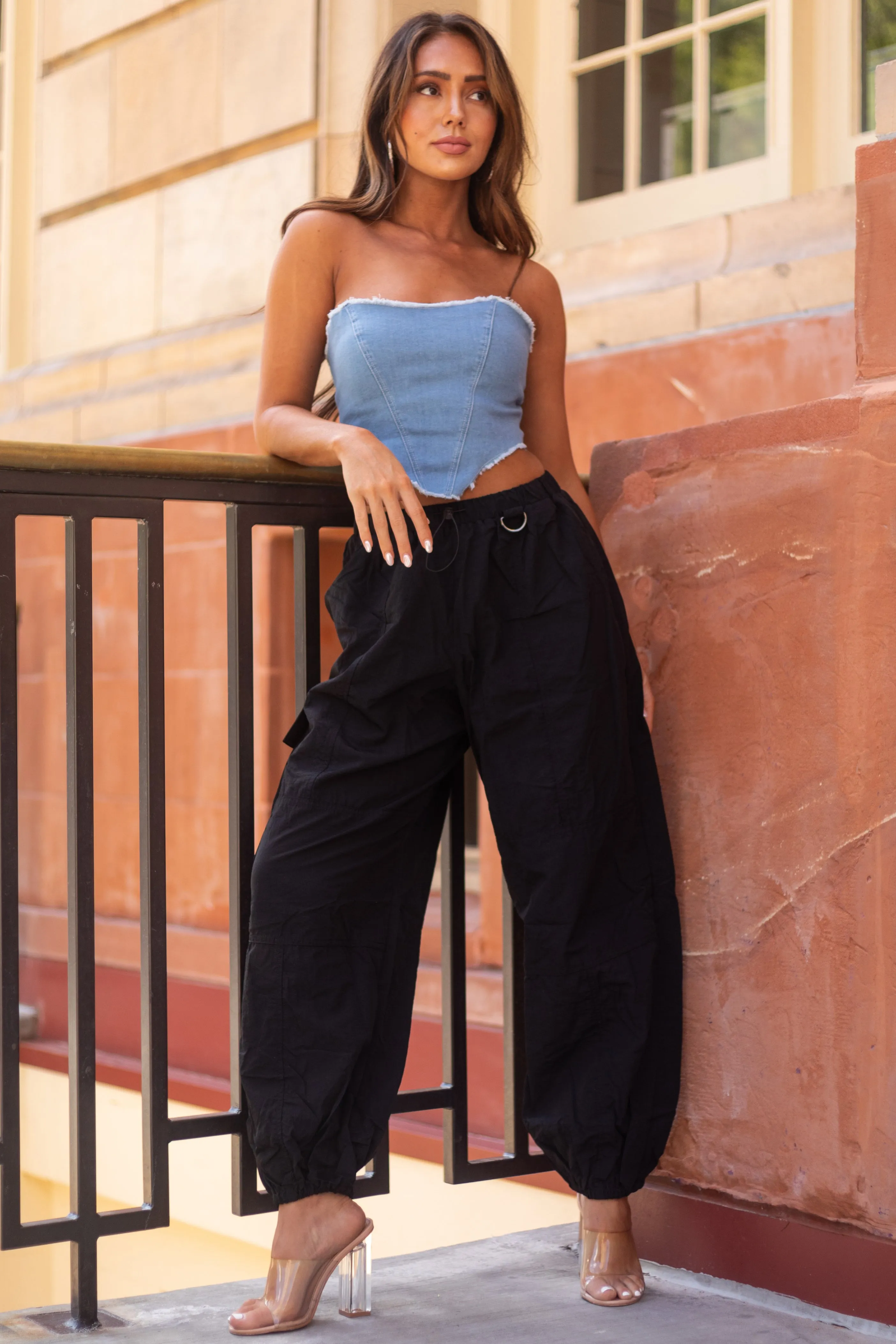 Medium Wash Strapless Denim Crop Top sold by Lime Lush product image thumbnail 3