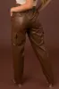 Sepia Faux Leather Cargo Straight Leg Pants sold by Lime Lush