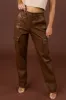 Sepia Faux Leather Cargo Straight Leg Pants sold by Lime Lush