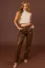 Sepia Faux Leather Cargo Straight Leg Pants sold by Lime Lush