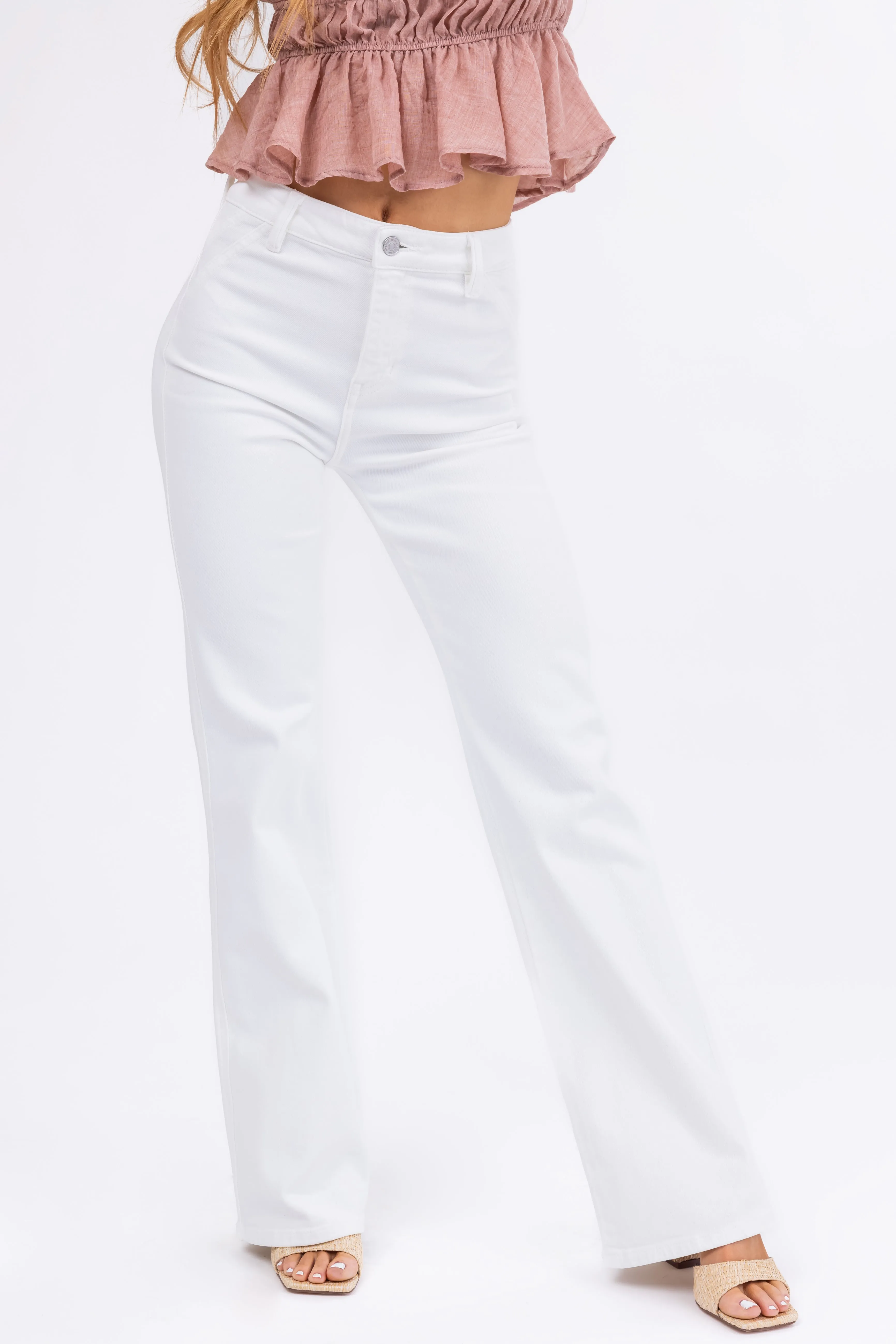 KanCan Off White Ultra High Rise Flare Jeans sold by Lime Lush