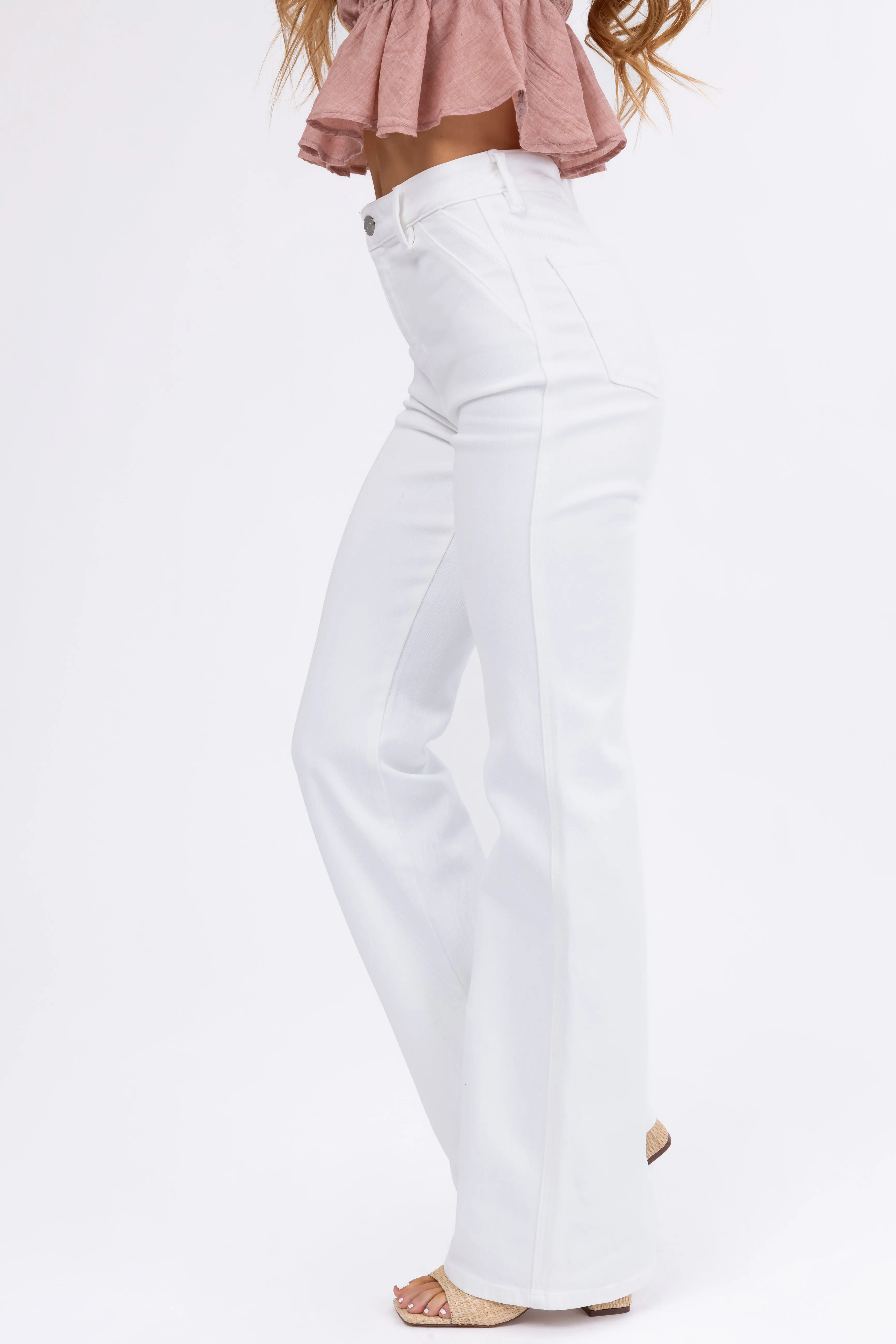 KanCan Off White Ultra High Rise Flare Jeans sold by Lime Lush product image thumbnail 4