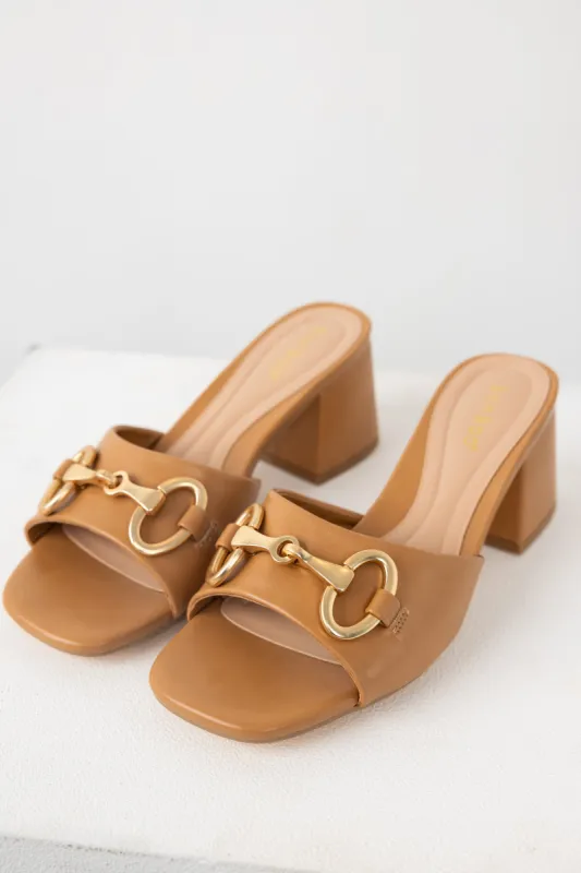 Copper Chain Detail Block Heel Mules sold by Lime Lush