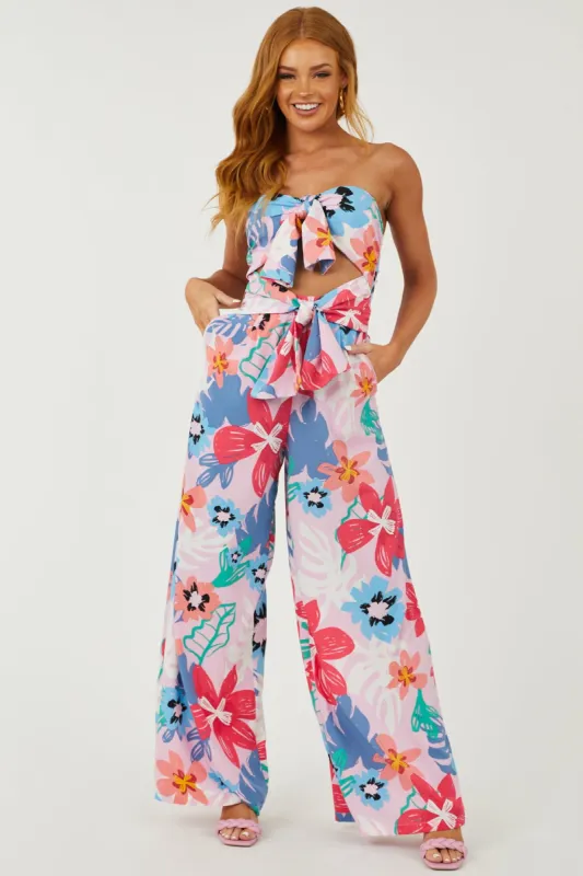 Carnation Floral Print Strapless Jumpsuit sold by Lime Lush