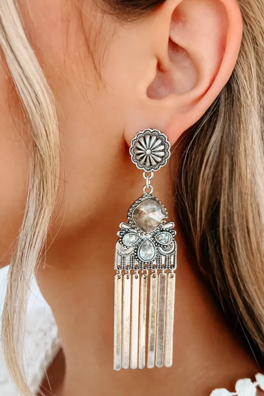Silver Chandelier Rhinestone Earrings sold by Lime Lush