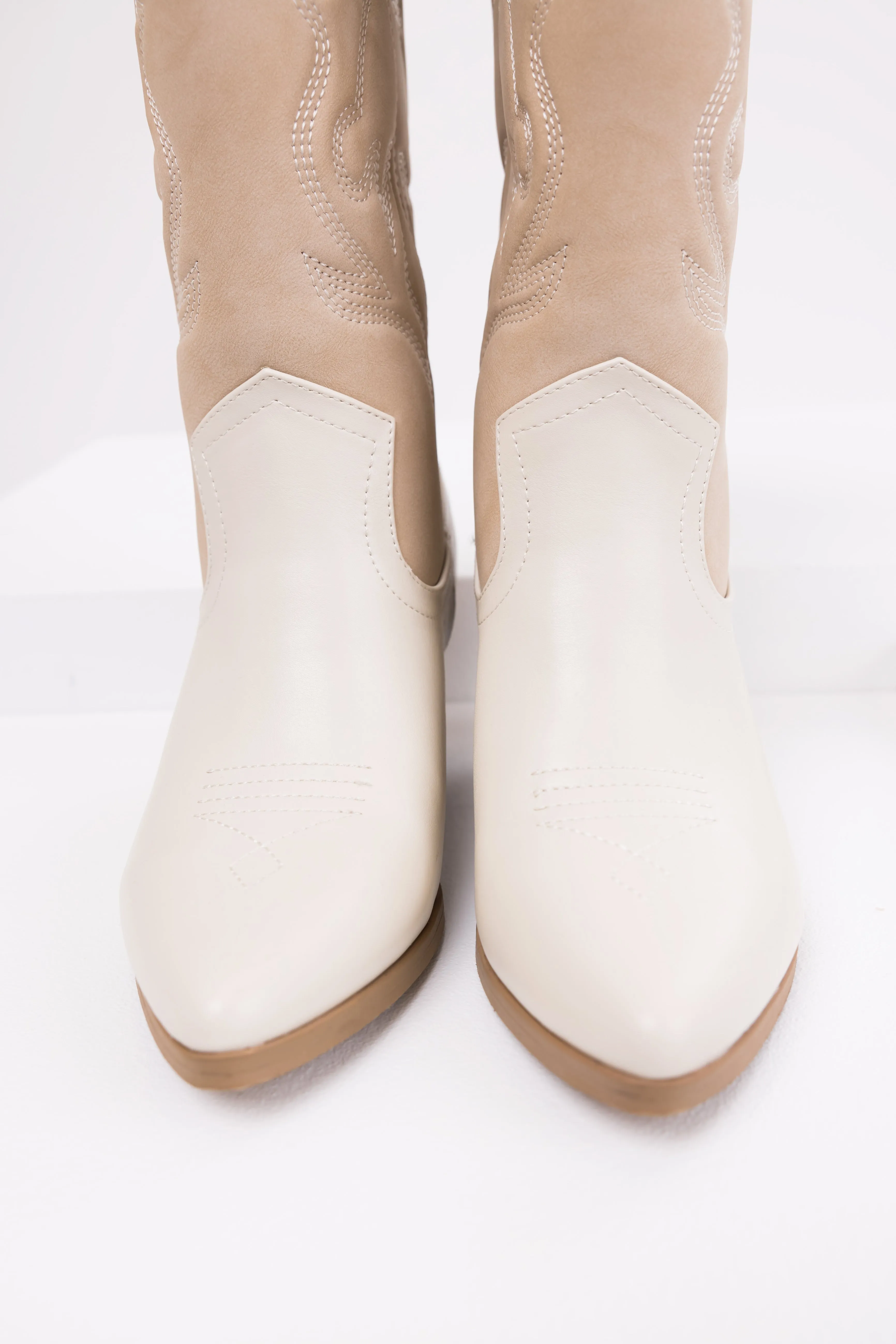 Coconut and Latte Colorblock Western Boots sold by Lime Lush product image thumbnail 2