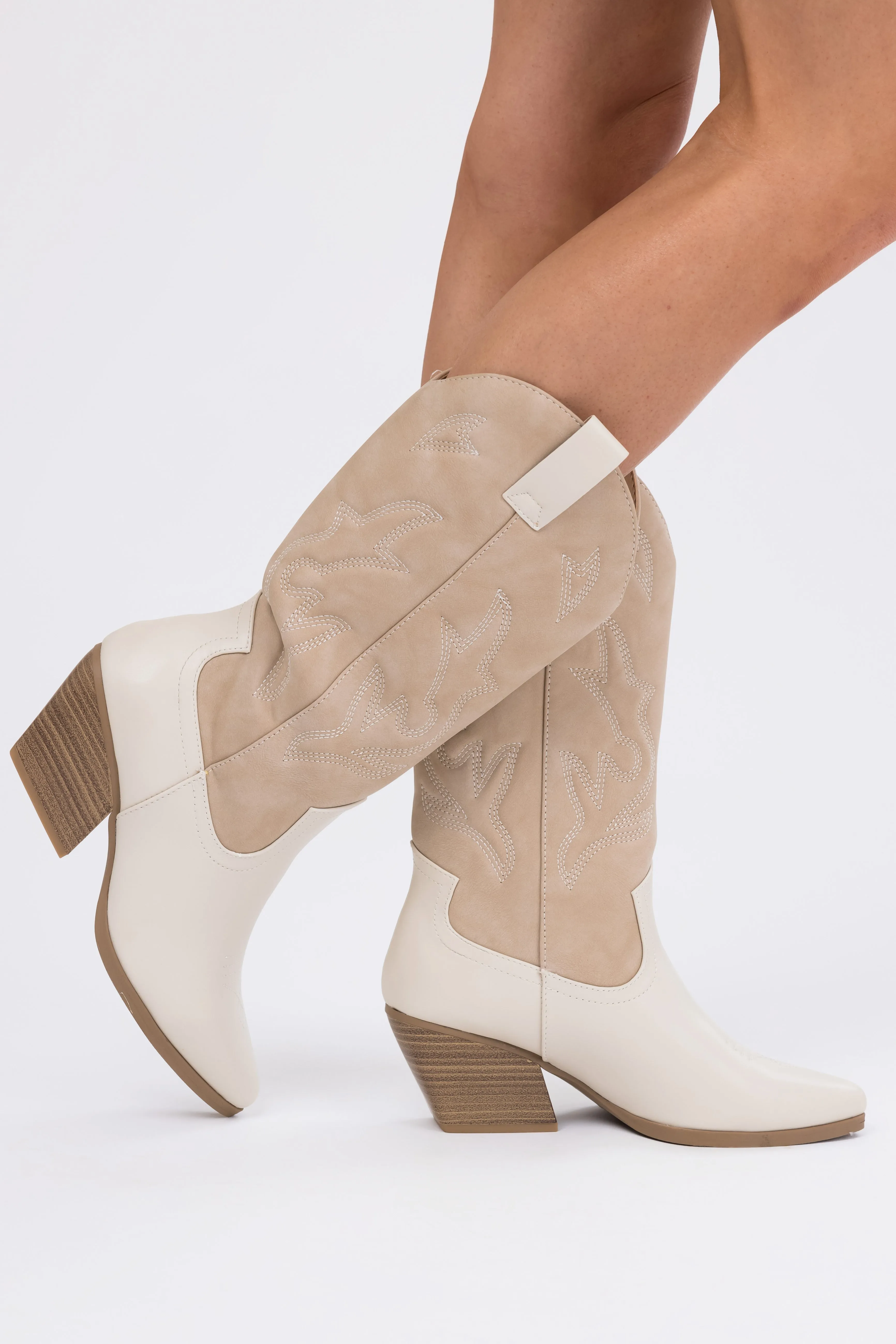 Coconut and Latte Colorblock Western Boots sold by Lime Lush product image thumbnail 5