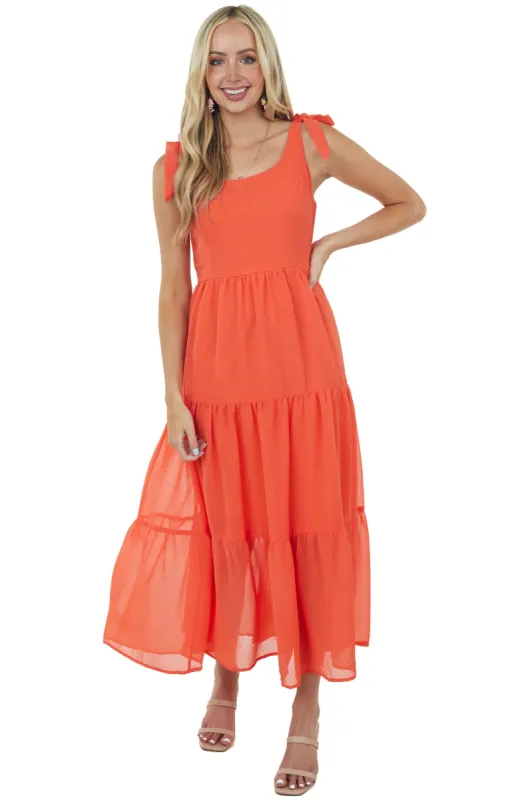 She+Sky Sunset Sleeveless Shoulder Tie Tiered Maxi Dress sold by Lime Lush