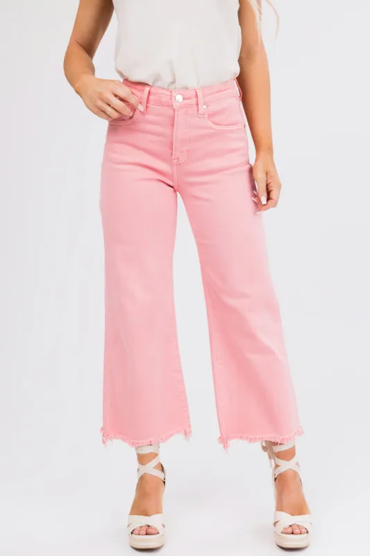 Risen Light Punch Wide Leg Cropped Jeans sold by Lime Lush