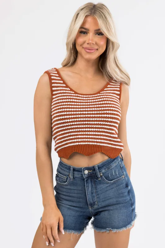 Spice Striped Knit Sleeveless Top sold by Lime Lush