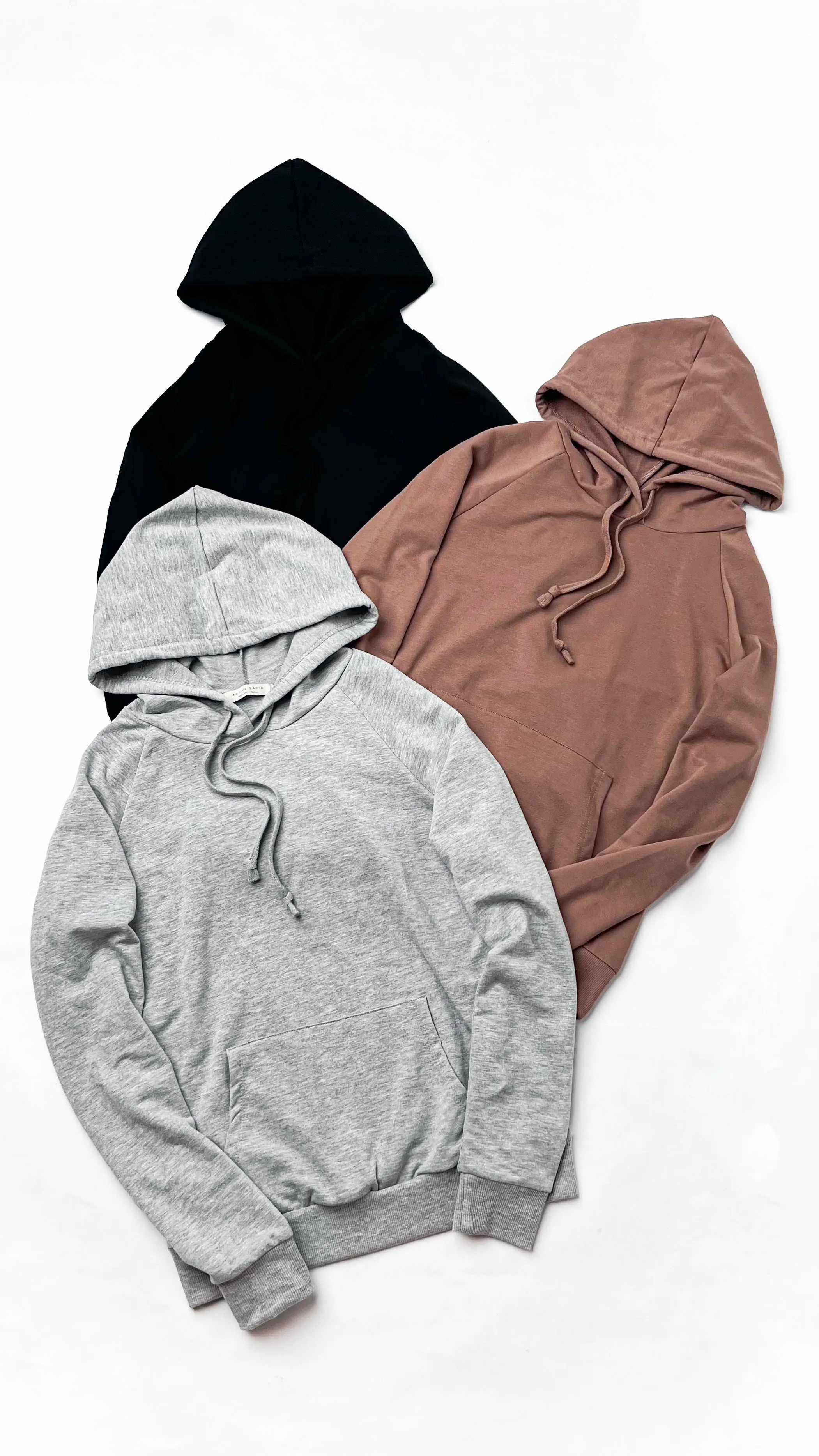 Black French Terry Lightweight Drawstring Hoodie sold by Lime Lush product image thumbnail 5