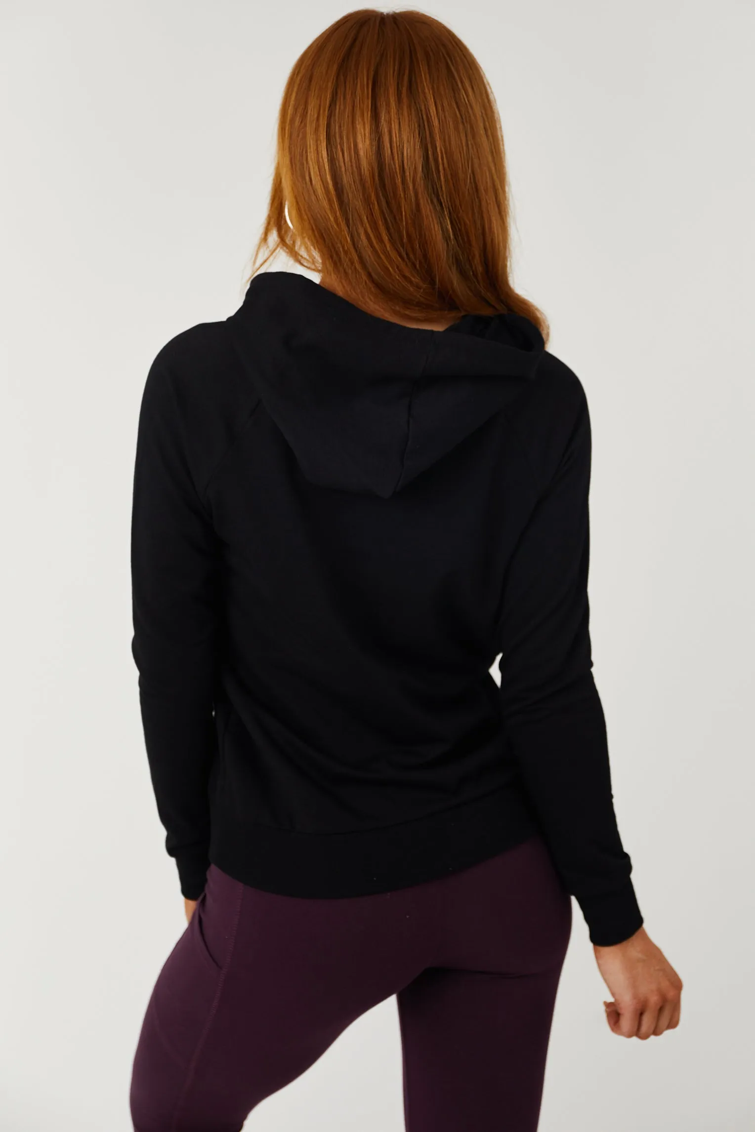 Black French Terry Lightweight Drawstring Hoodie sold by Lime Lush product image thumbnail 4