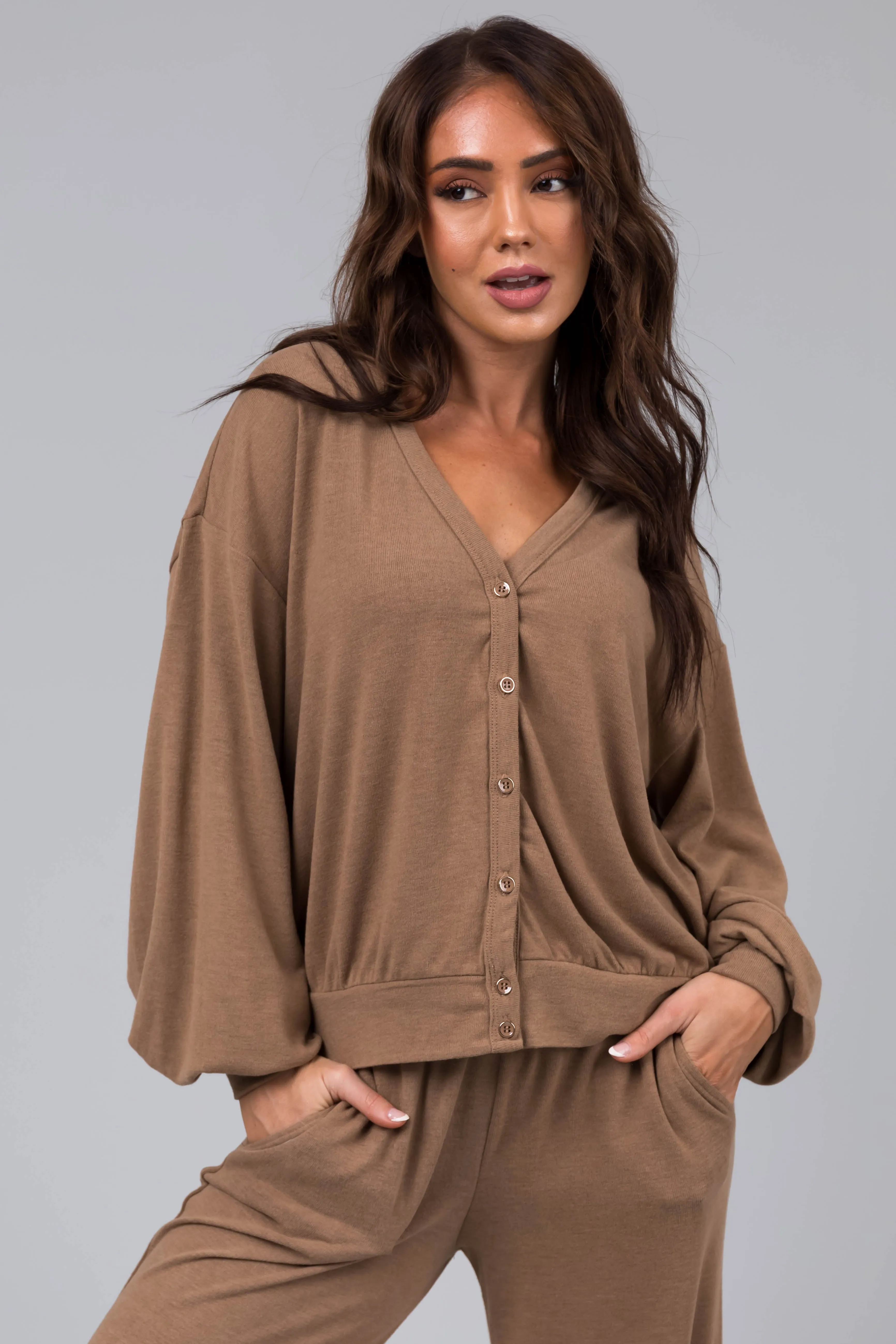 Peanut Soft Button Up Cardigan sold by Lime Lush