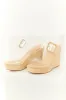 Desert Sand Clear Strap Open Toed Woven Wedges sold by Lime Lush