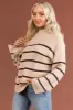 Desert Sand and Cocoa Striped Knit Sweater sold by Lime Lush