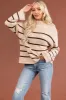 Desert Sand and Cocoa Striped Knit Sweater sold by Lime Lush
