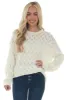 Cream Lightweight Pointelle Oversized Sweater sold by Lime Lush