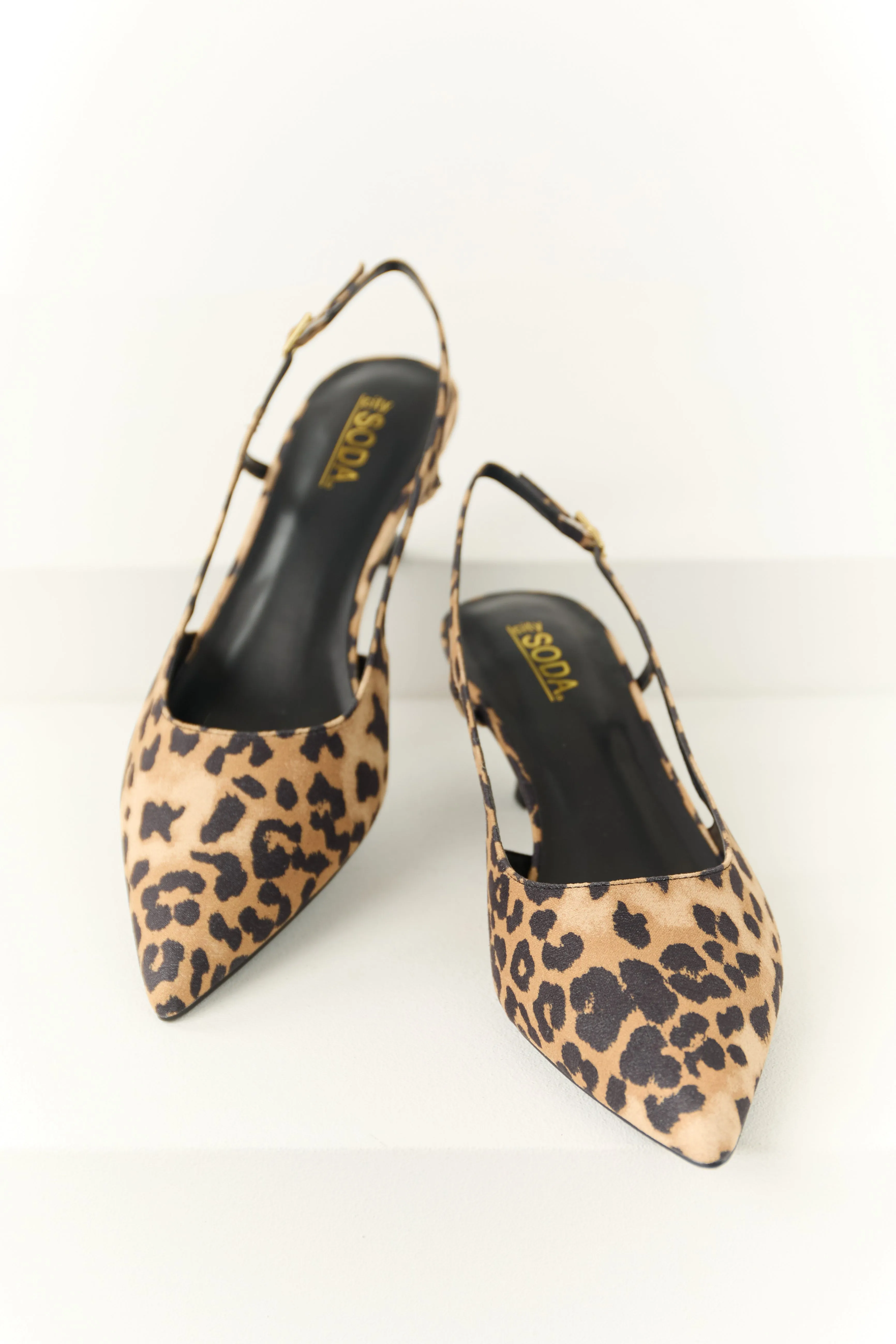 Brown Sugar Leopard Print Slingback Heels sold by Lime Lush