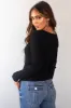 Black Long Sleeve Thick Ribbed Knit Fitted Top sold by Lime Lush