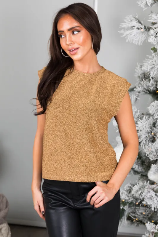 She+Sky Gold Cap Sleeve Glitter Knit Top sold by Lime Lush