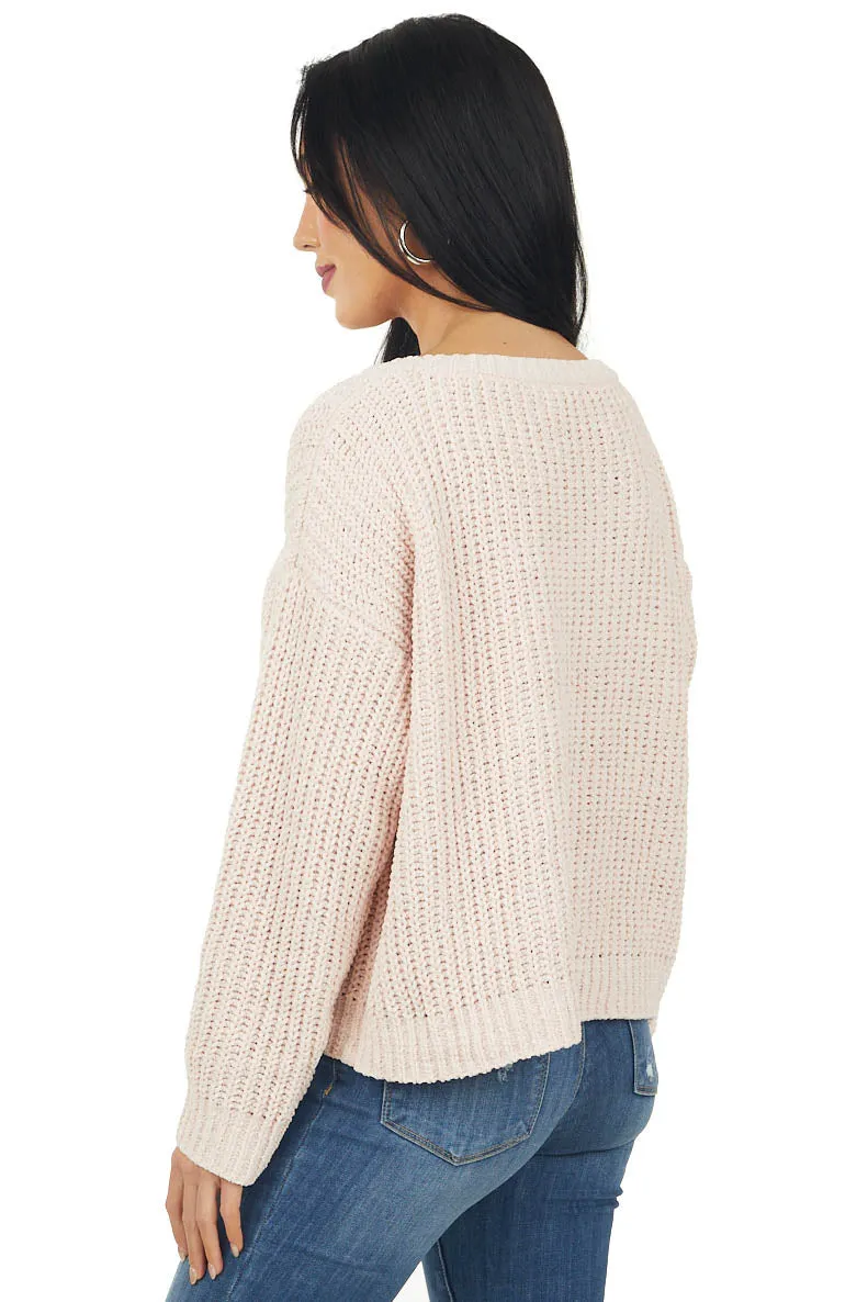 Blush Chenille Drop Shoulder Soft Sweater sold by Lime Lush product image thumbnail 4