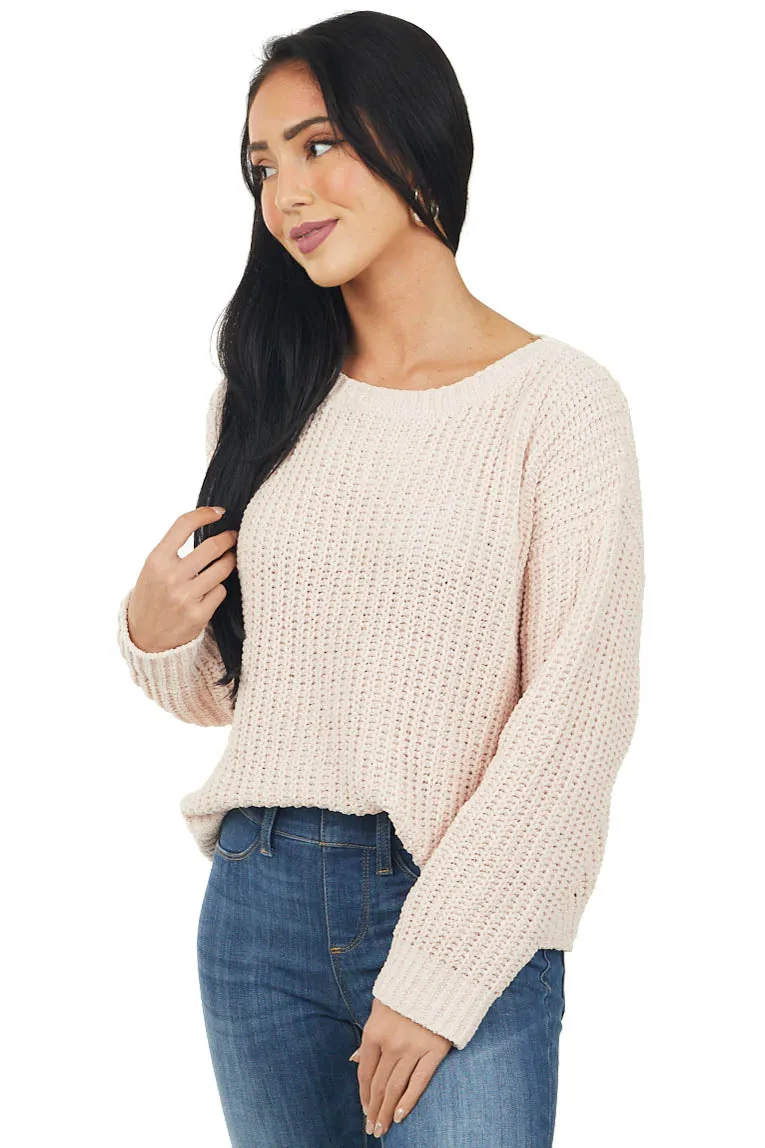 Blush Chenille Drop Shoulder Soft Sweater sold by Lime Lush product image thumbnail 3