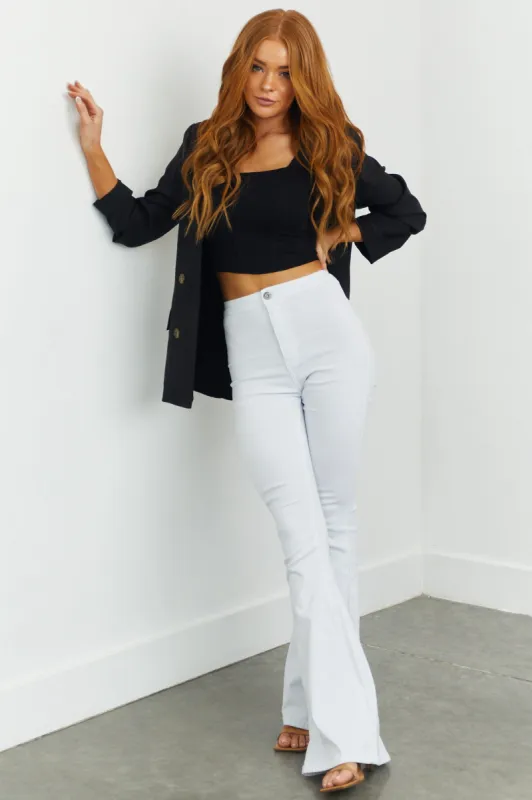 JC & JQ Bella White Super Stretch Flare Jeans sold by Lime Lush