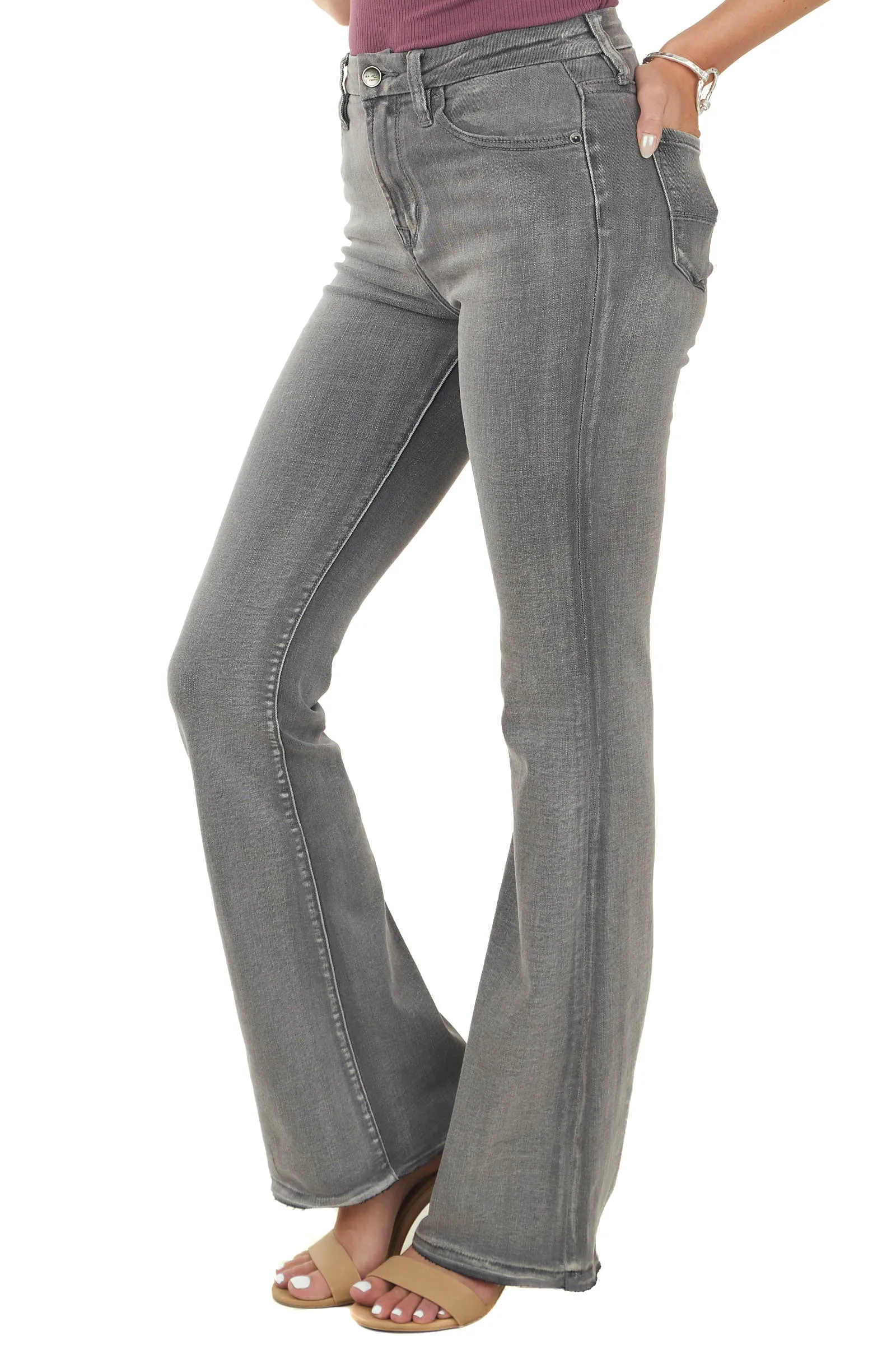 I&M Stone Grey Washed High Rise Flare Jeans sold by Lime Lush product image thumbnail 3