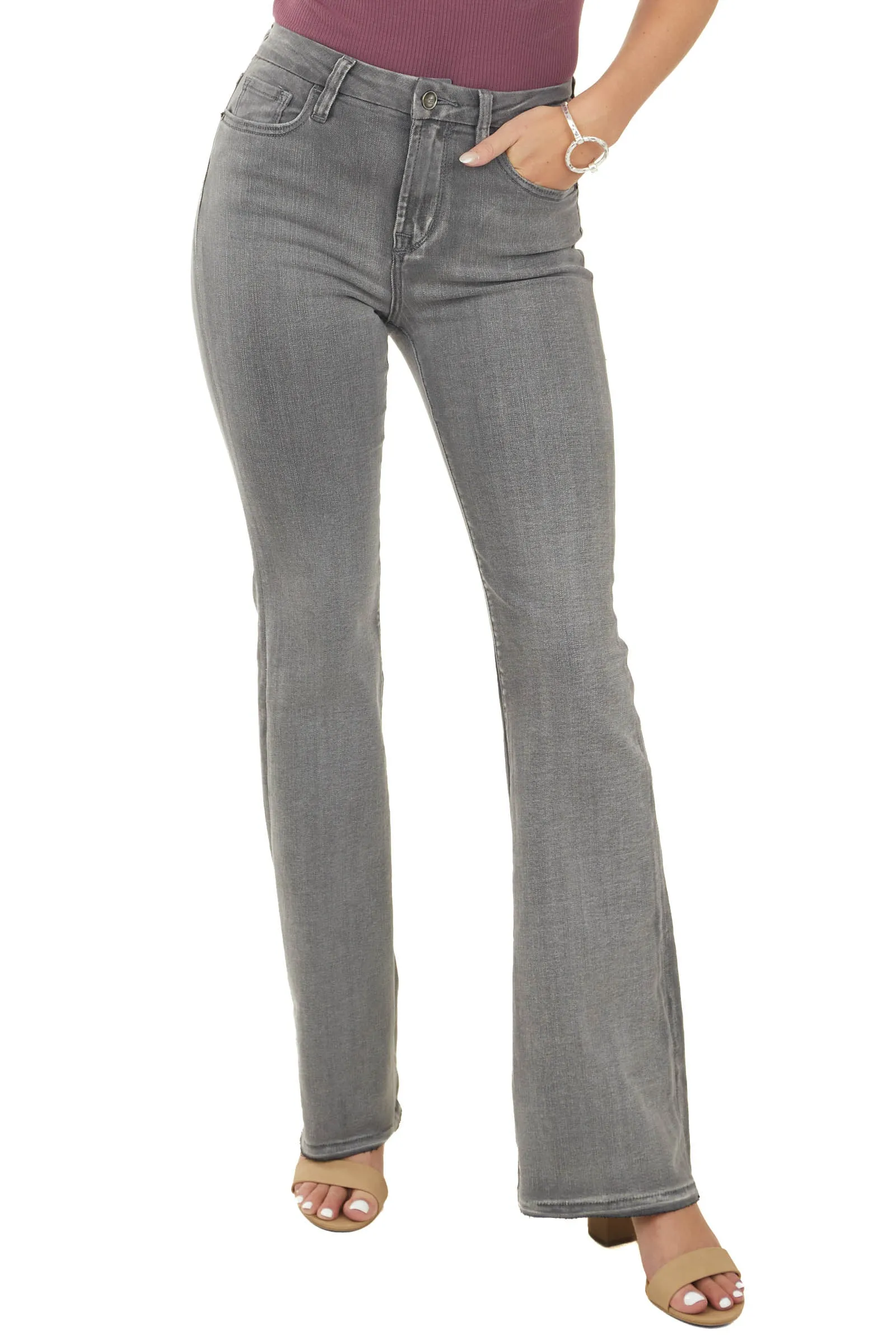 I&M Stone Grey Washed High Rise Flare Jeans sold by Lime Lush