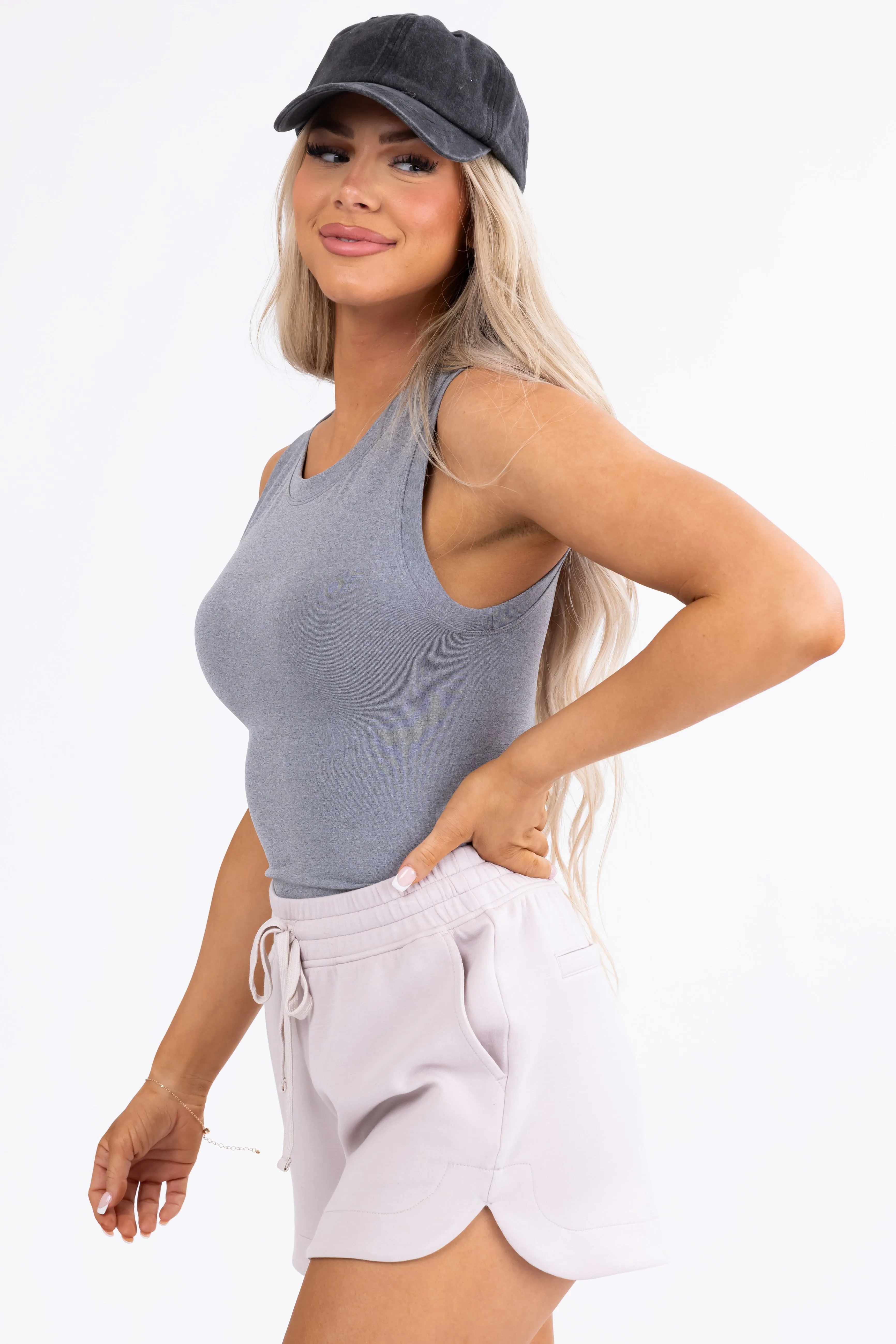 Heather Grey Seamless Stretchy Sleeveless Top sold by Lime Lush product image thumbnail 5