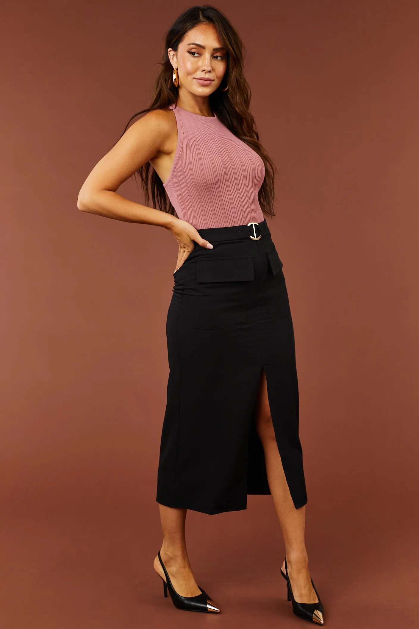 Vintage Rose Racerback Ribbed Knit Bodysuit sold by Lime Lush product image thumbnail 4