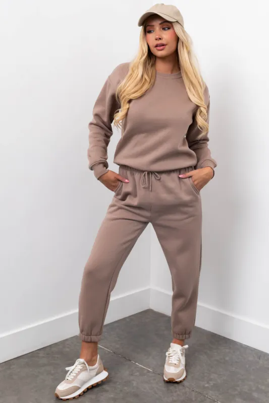 Coffee Fleece Drawstring Sweatpants sold by Lime Lush