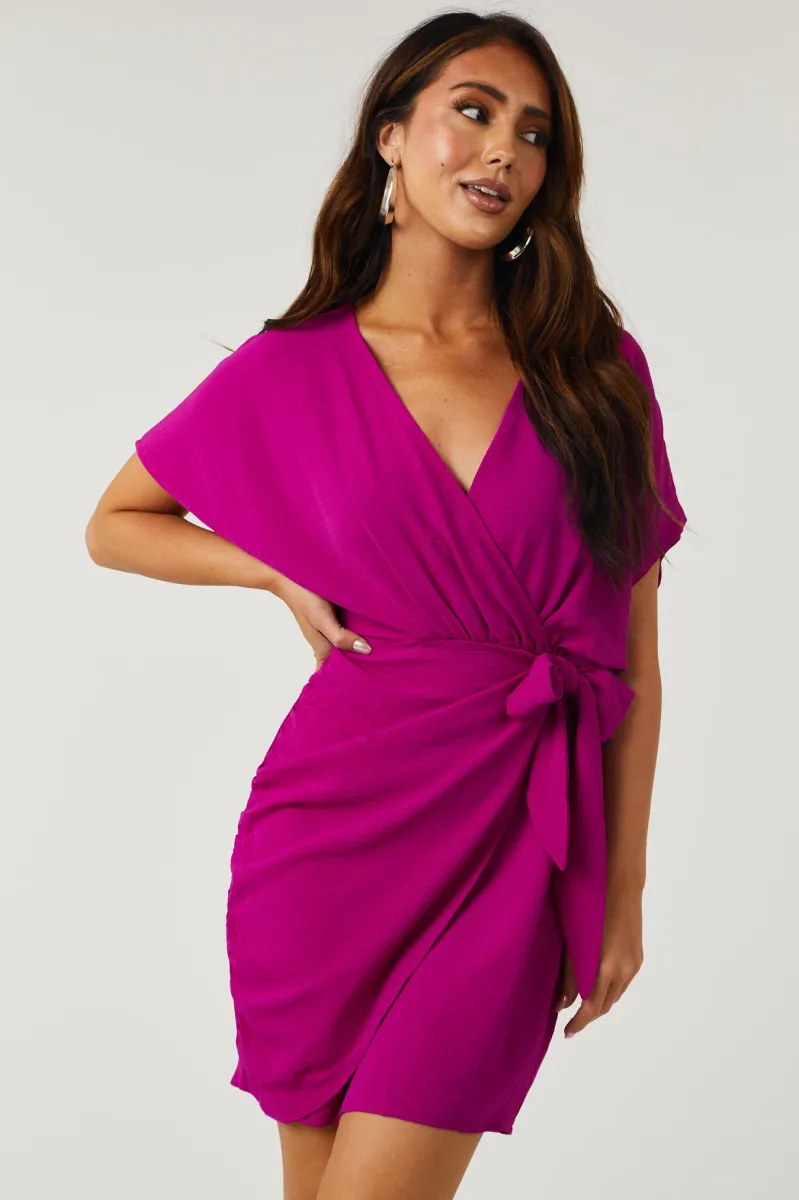 She+Sky Boysenberry Surplice Dolman Sleeve Mini Dress sold by Lime Lush