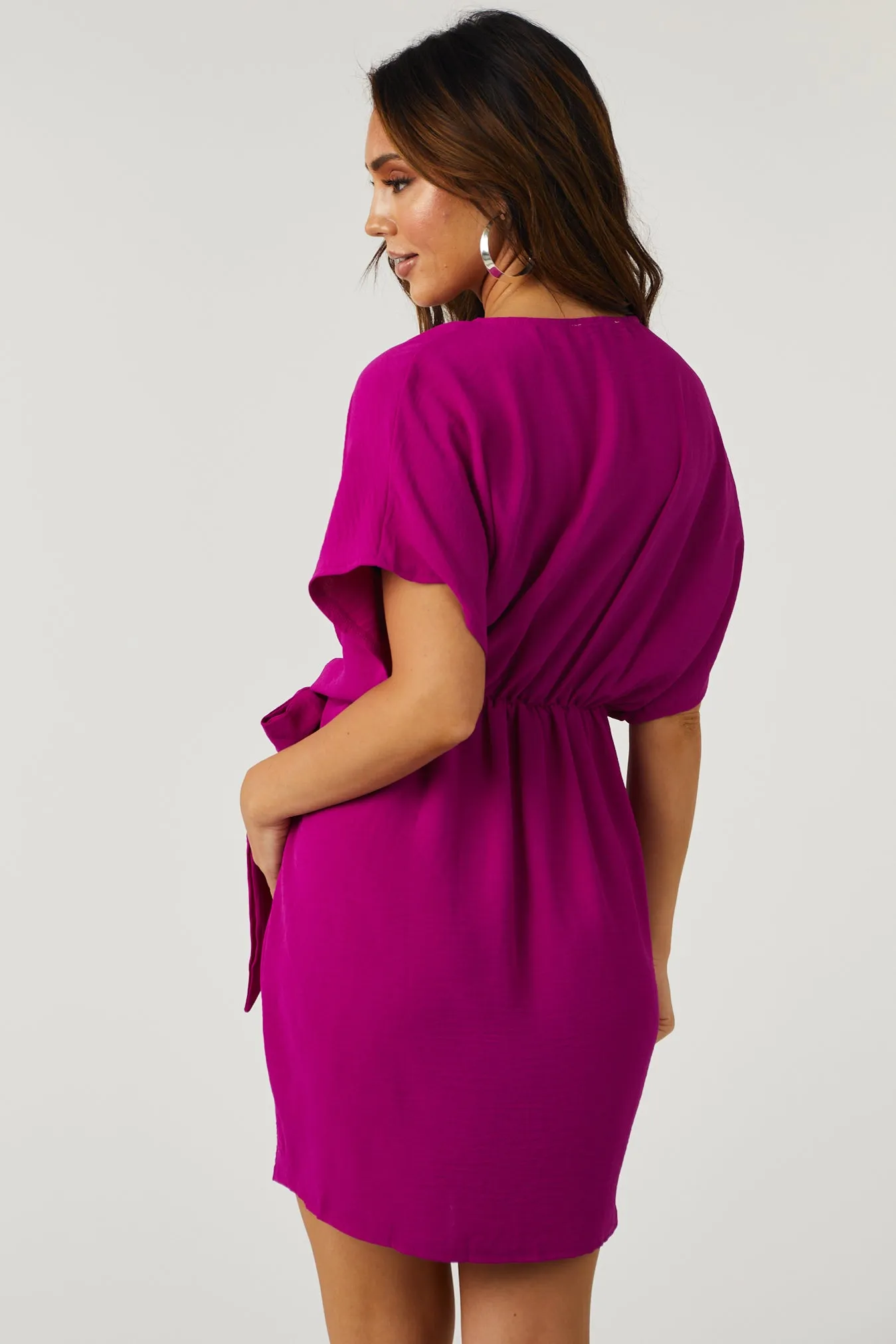 She+Sky Boysenberry Surplice Dolman Sleeve Mini Dress sold by Lime Lush product image thumbnail 5