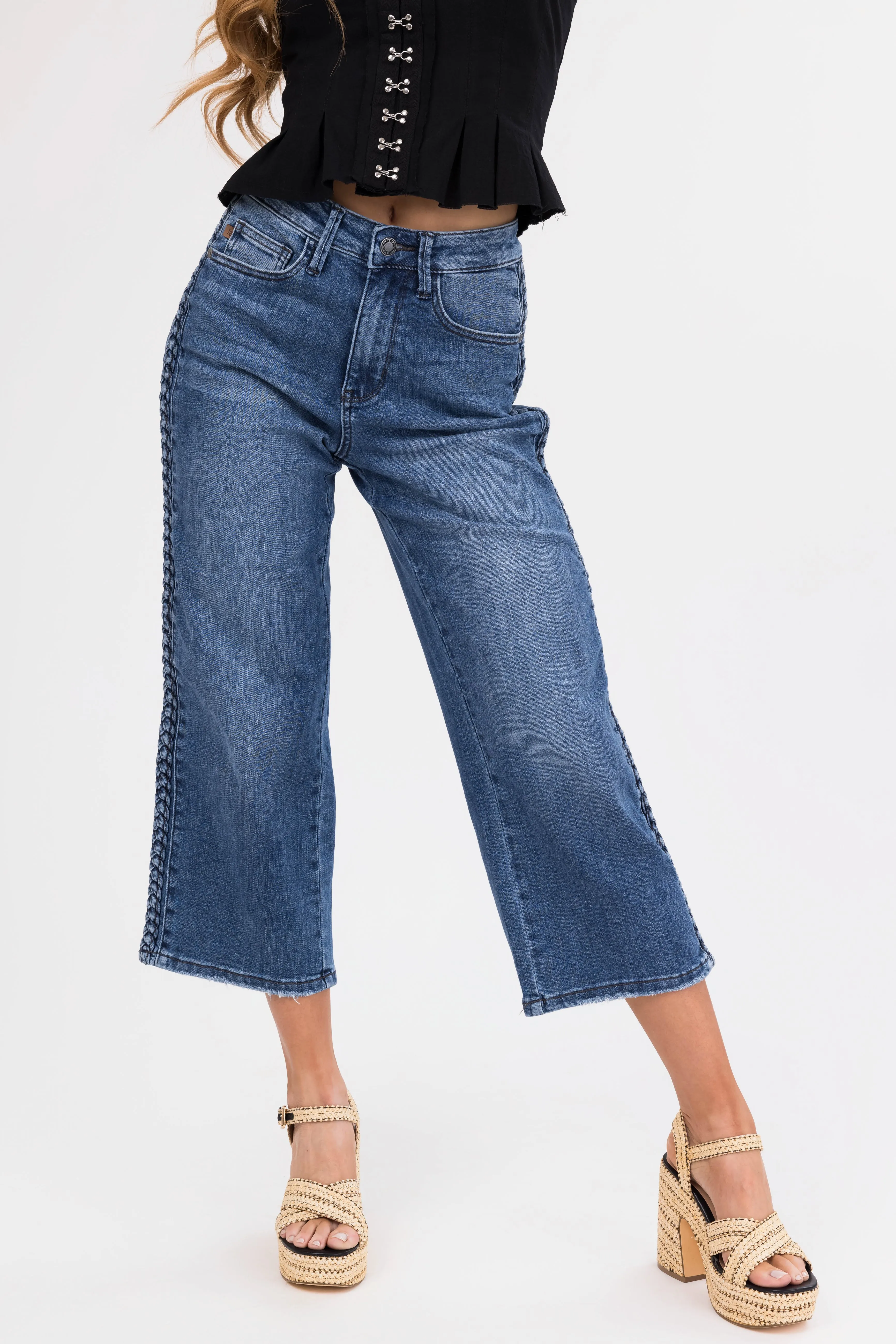 Judy Blue Medium Wash Braided Detail Jeans sold by Lime Lush product image thumbnail 3