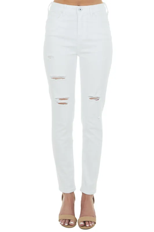 Special A White High Rise Distressed Skinny Jeans sold by Lime Lush