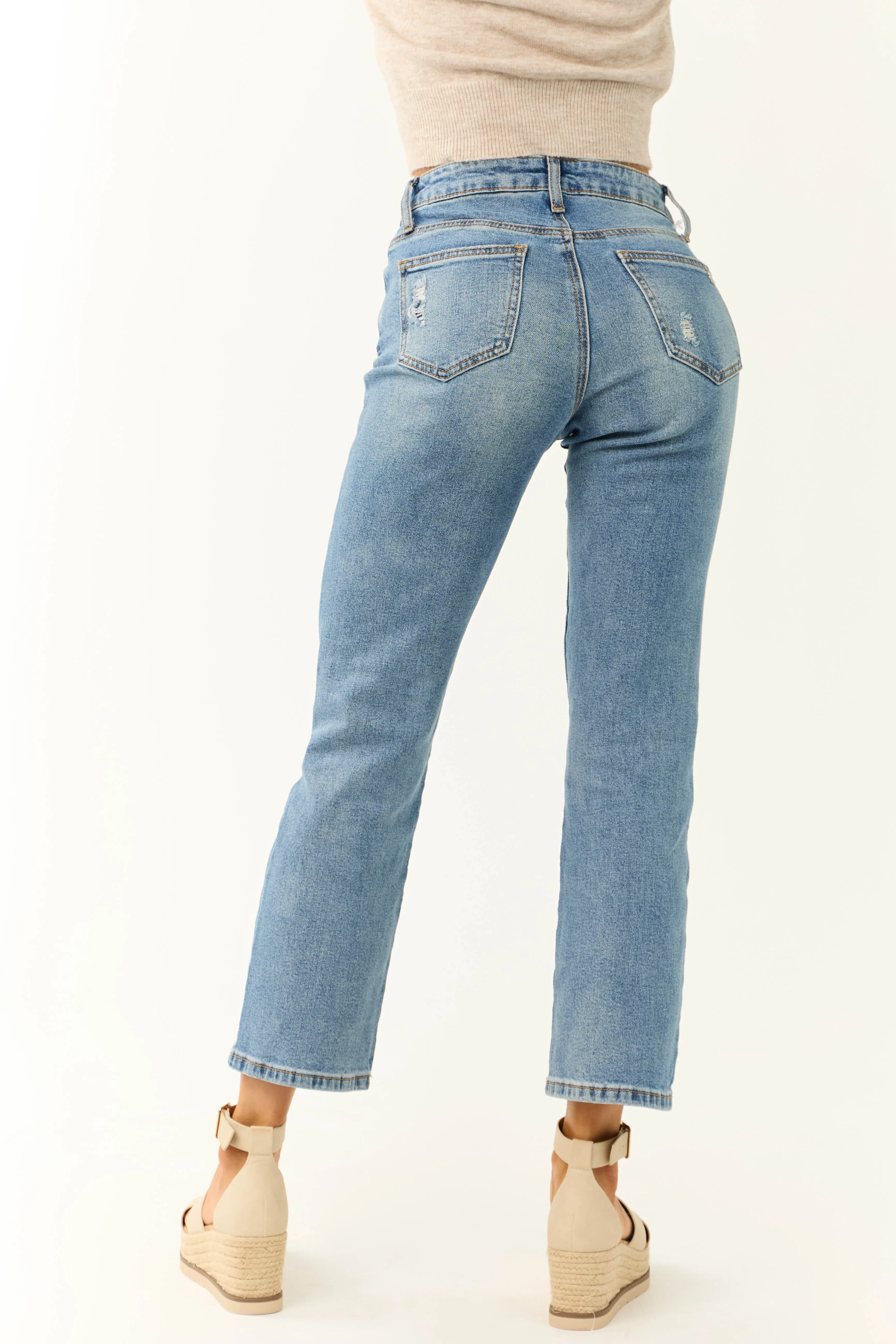 Special A Medium Wash Straight Leg Ankle Jeans sold by Lime Lush product image thumbnail 4