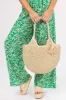 Ivory Semi Circle Straw Tote Bag sold by Lime Lush