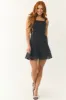 Black Geometric Mesh Sleeveless Mini Dress sold by Lime Lush