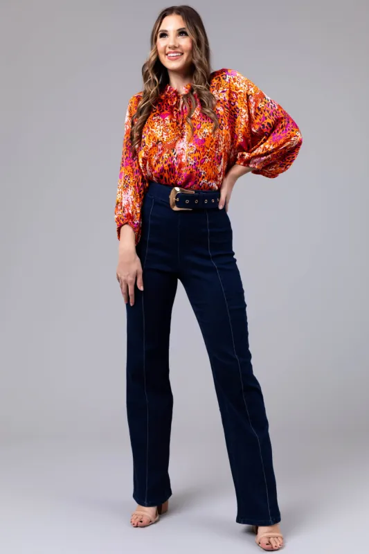 Dark Wash Denim High Waisted Pants with Belt sold by Lime Lush