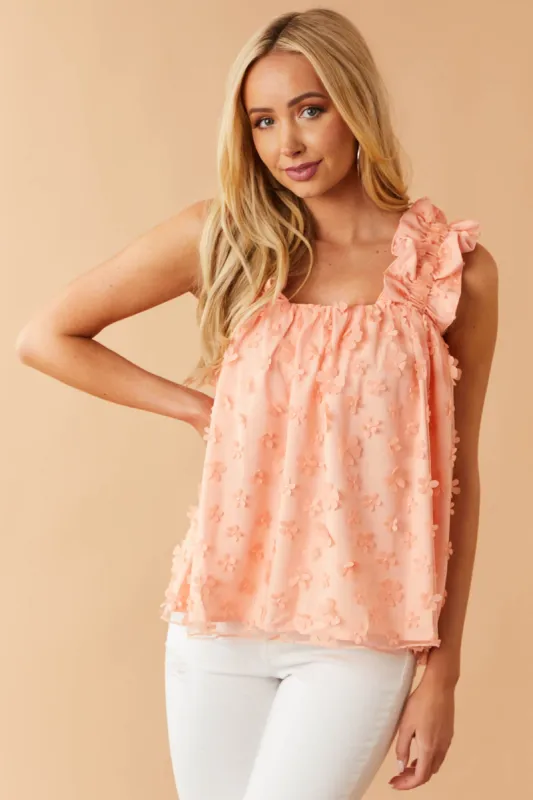 Peach Floral Embellished Sleeveless Blouse sold by Lime Lush
