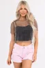 Black Pearl Bead Mesh Top with Tank Top sold by Lime Lush