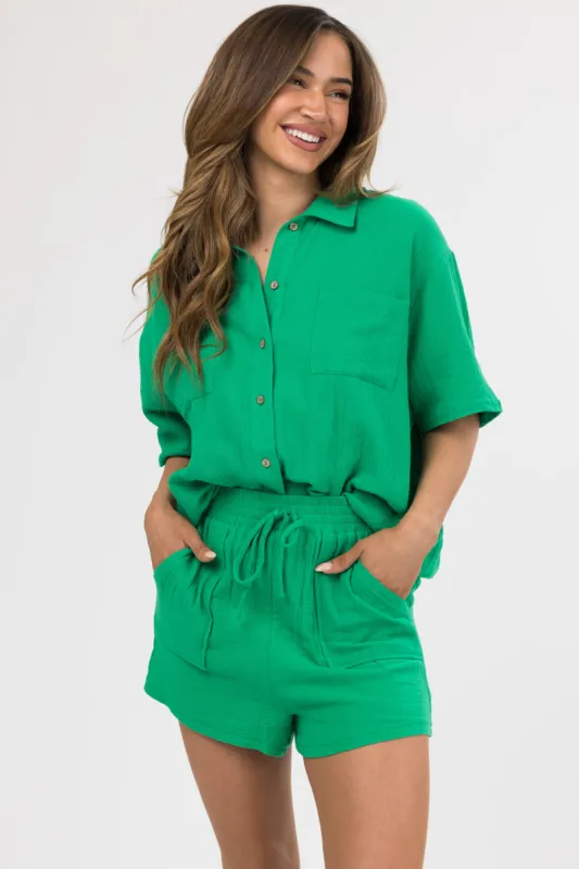 She+Sky Jade Elastic Waist Gauze Woven Shorts sold by Lime Lush