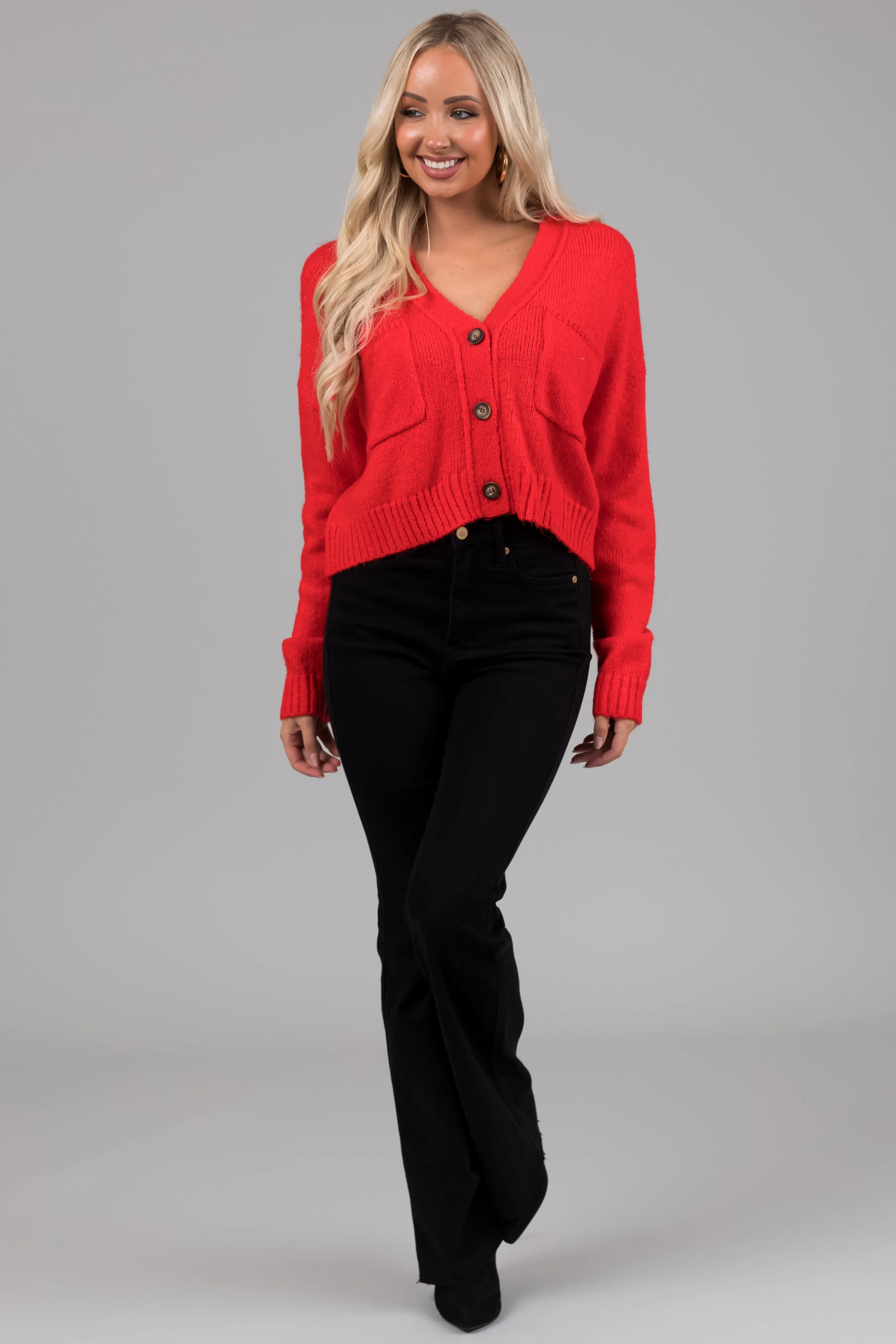 Scarlet Button Up Long Sleeve Cardigan sold by Lime Lush product image thumbnail 4