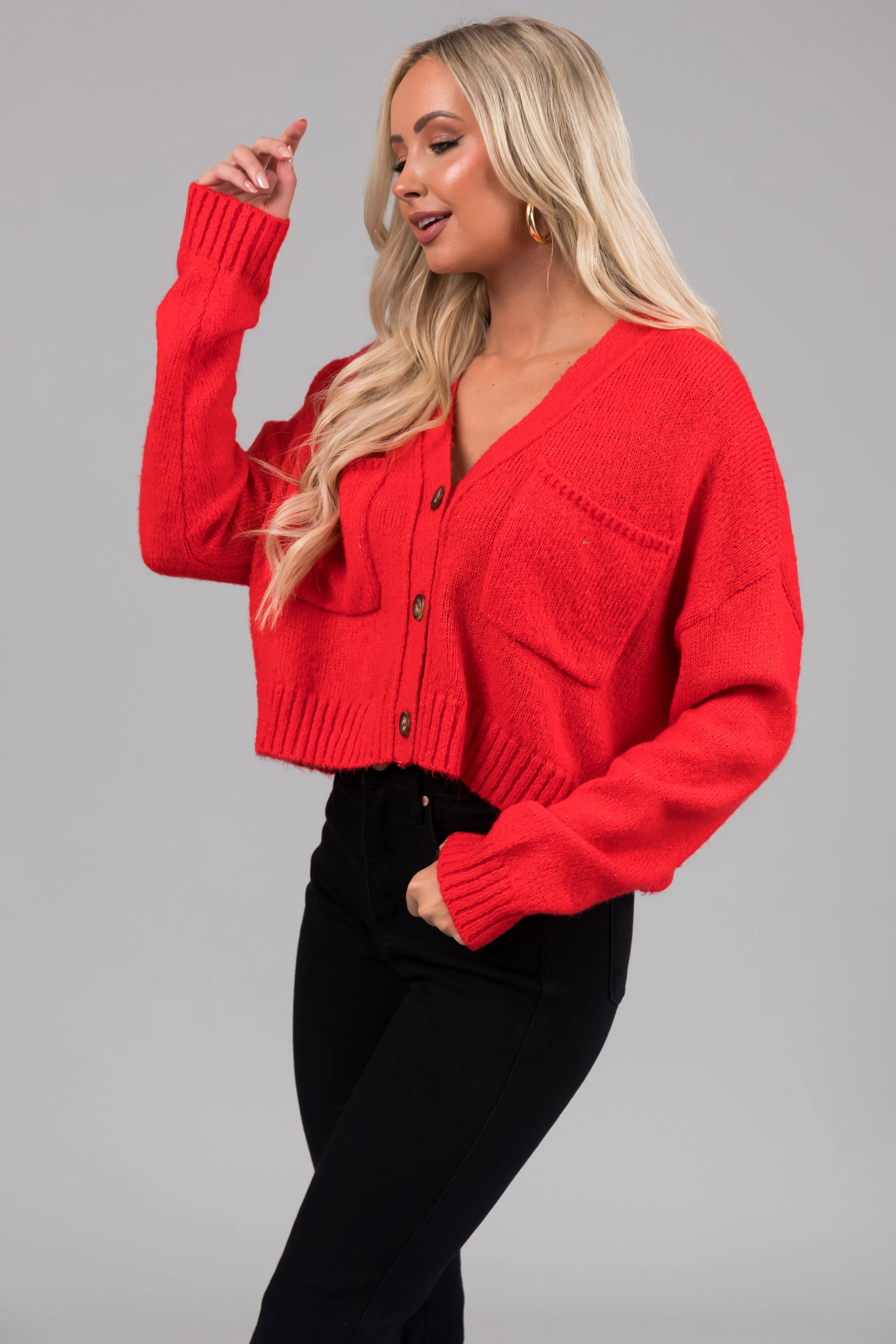 Scarlet Button Up Long Sleeve Cardigan sold by Lime Lush product image thumbnail 5