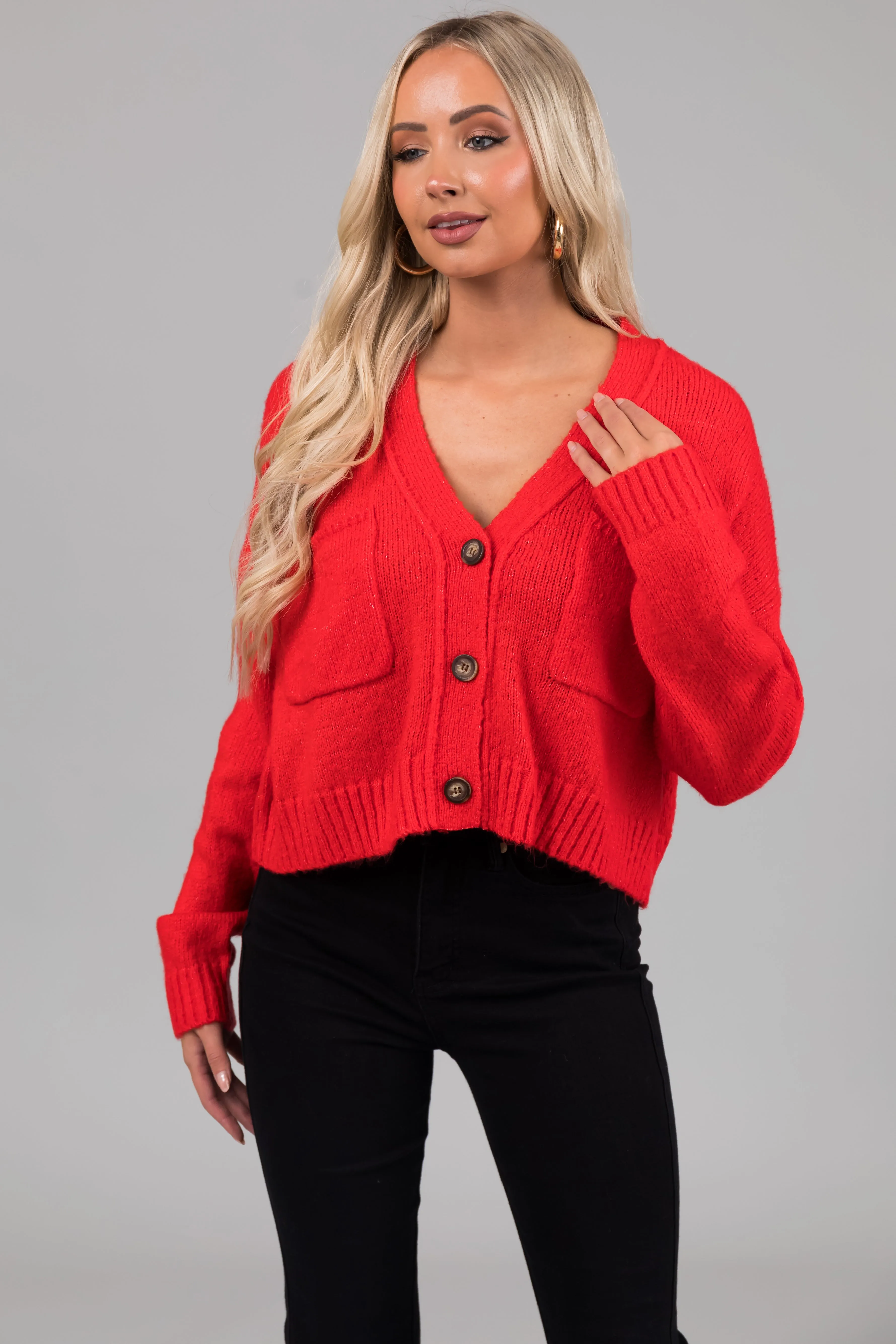 Scarlet Button Up Long Sleeve Cardigan sold by Lime Lush product image thumbnail 2